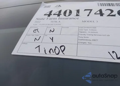 2022 Tesla Model 3 Long Range Dual Motor All-Wheel Drive from USA, damaged, VIN 5YJ3E1EB1NF329295
